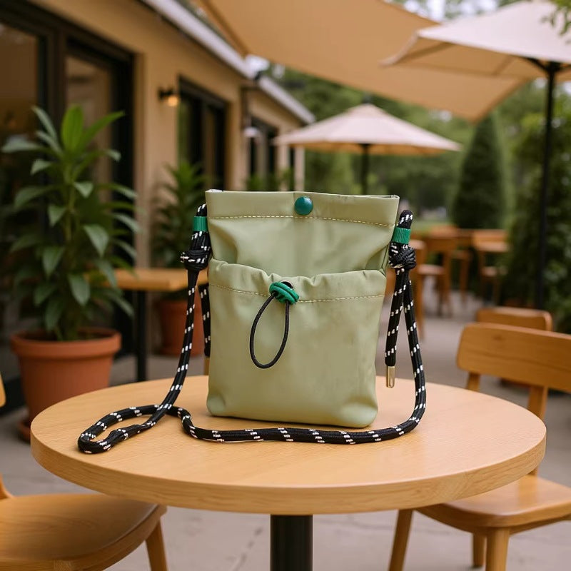 Minimalist Nylon Drawstring Crossbody Bag