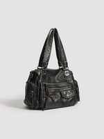 Vintage PU Leather Multi-Zipper Motorcycle Bag