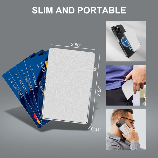 RFID Blocking Wallet Minimalist Slim Card Holder for Magsafe with Adjustable Stand, Metal Pop Up Magnetic Wallet  for Men TOYFID