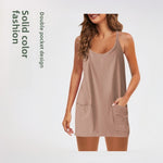 Solid Color Knit Dress with Pockets