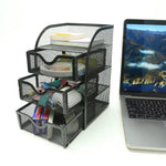 4 Tier Mesh Desk Organizer with 3 Drawers - Efficient Desk Organization