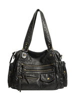 Vintage PU Leather Multi-Zipper Motorcycle Bag