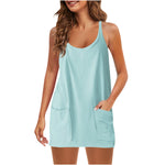 Solid Color Knit Dress with Pockets